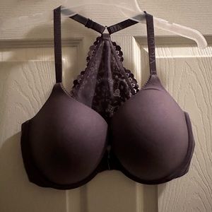 Victorias Secret Padded Push Up Bra Lilac Open Front Lace Back Size 38D
